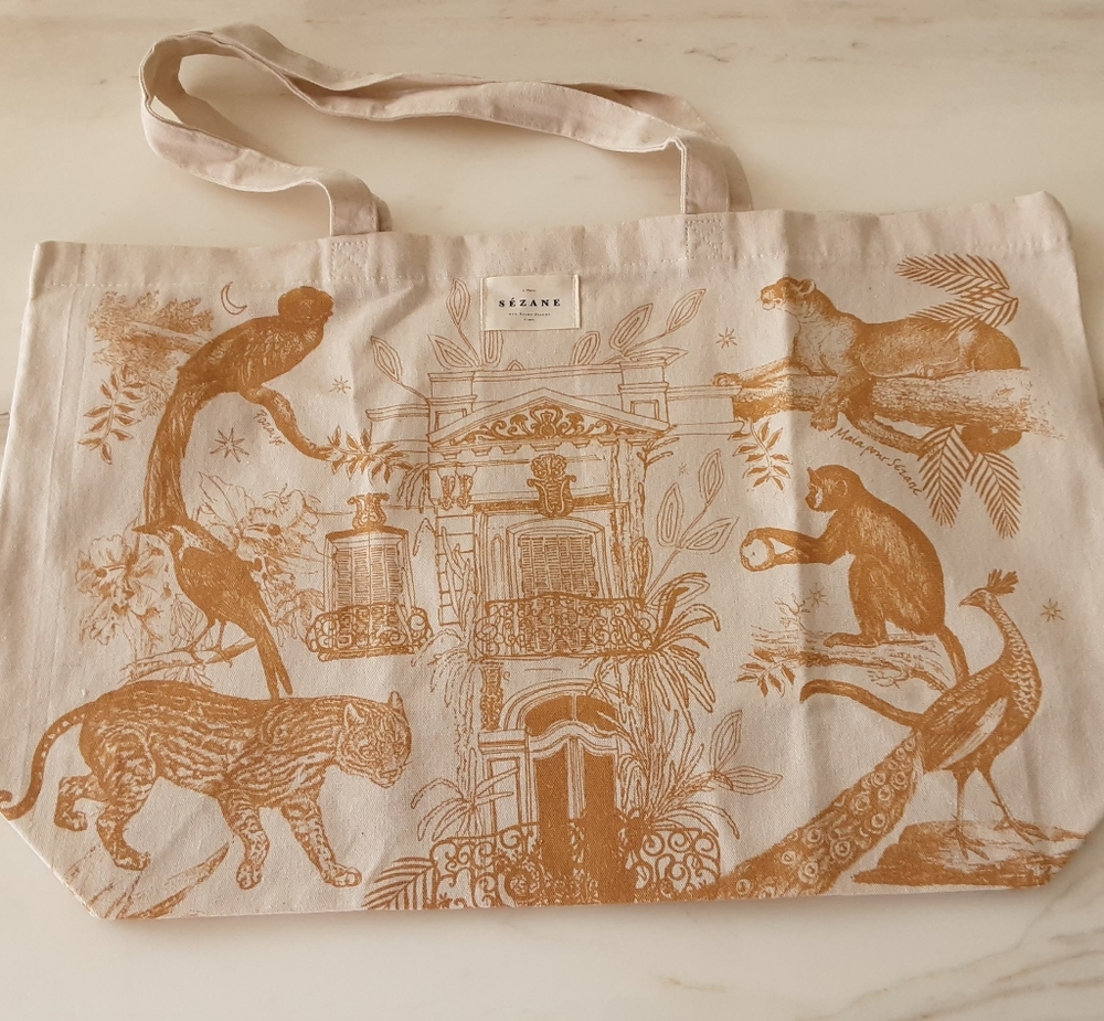 Cream and Orange Tote Bag - Picture 2 of 5